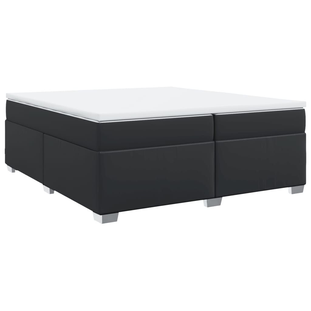Κρεβάτι Boxspring με Στρώμα Μαύρο 200x200 εκ. Συνθετικό Δέρμα - Pakobazaar