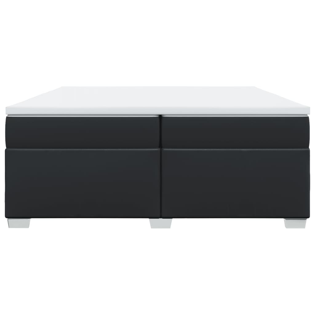 Κρεβάτι Boxspring με Στρώμα Μαύρο 200x200 εκ. Συνθετικό Δέρμα - Pakobazaar