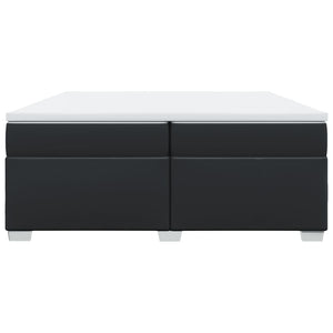 Κρεβάτι Boxspring με Στρώμα Μαύρο 200x200 εκ. Συνθετικό Δέρμα - Pakobazaar