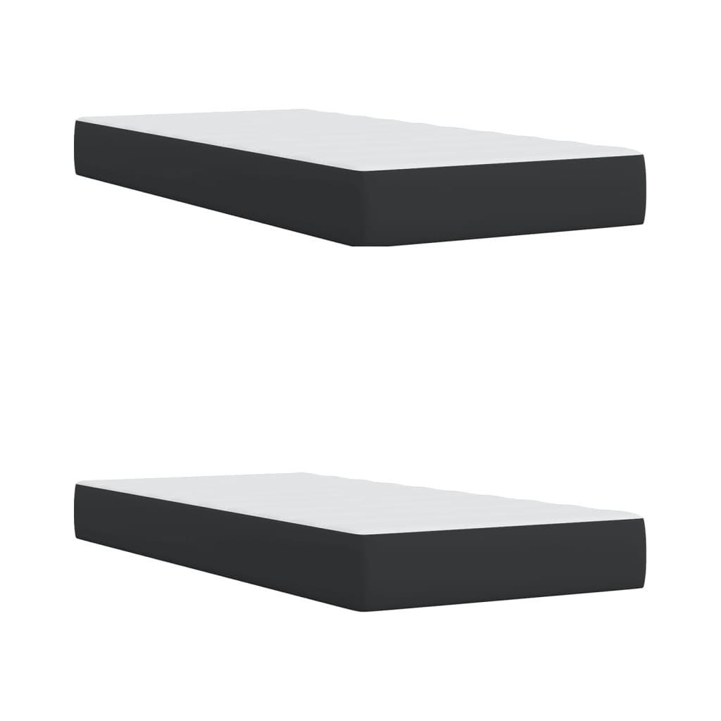 Κρεβάτι Boxspring με Στρώμα Μαύρο 200x200 εκ. Συνθετικό Δέρμα - Pakobazaar