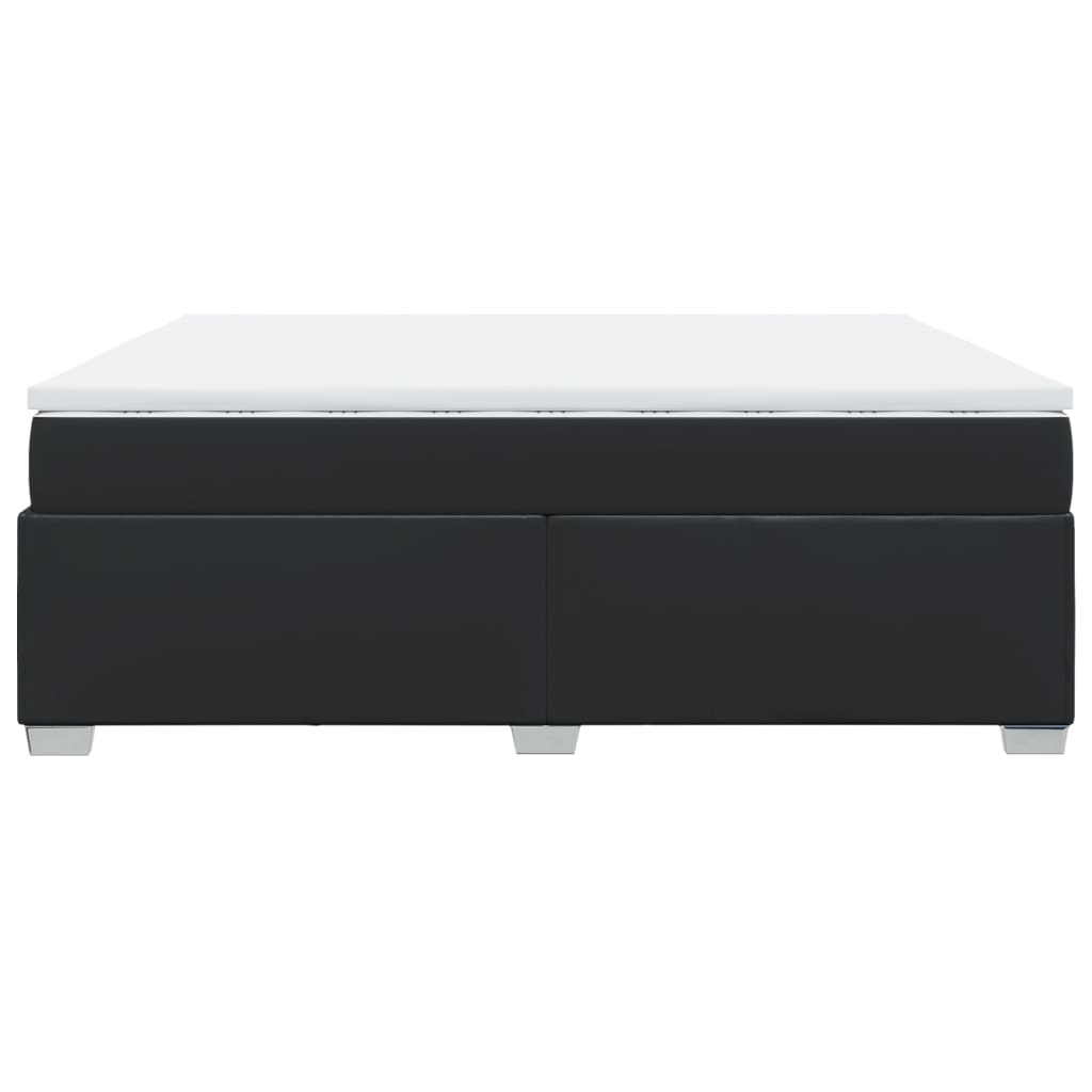 Κρεβάτι Boxspring με Στρώμα Μαύρο 200x200 εκ. Συνθετικό Δέρμα - Pakobazaar