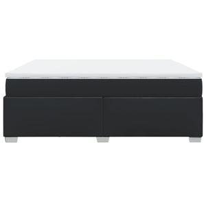 Κρεβάτι Boxspring με Στρώμα Μαύρο 200x200 εκ. Συνθετικό Δέρμα - Pakobazaar