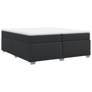 Κρεβάτι Boxspring με Στρώμα Μαύρο 200x200 εκ. Συνθετικό Δέρμα - Pakobazaar