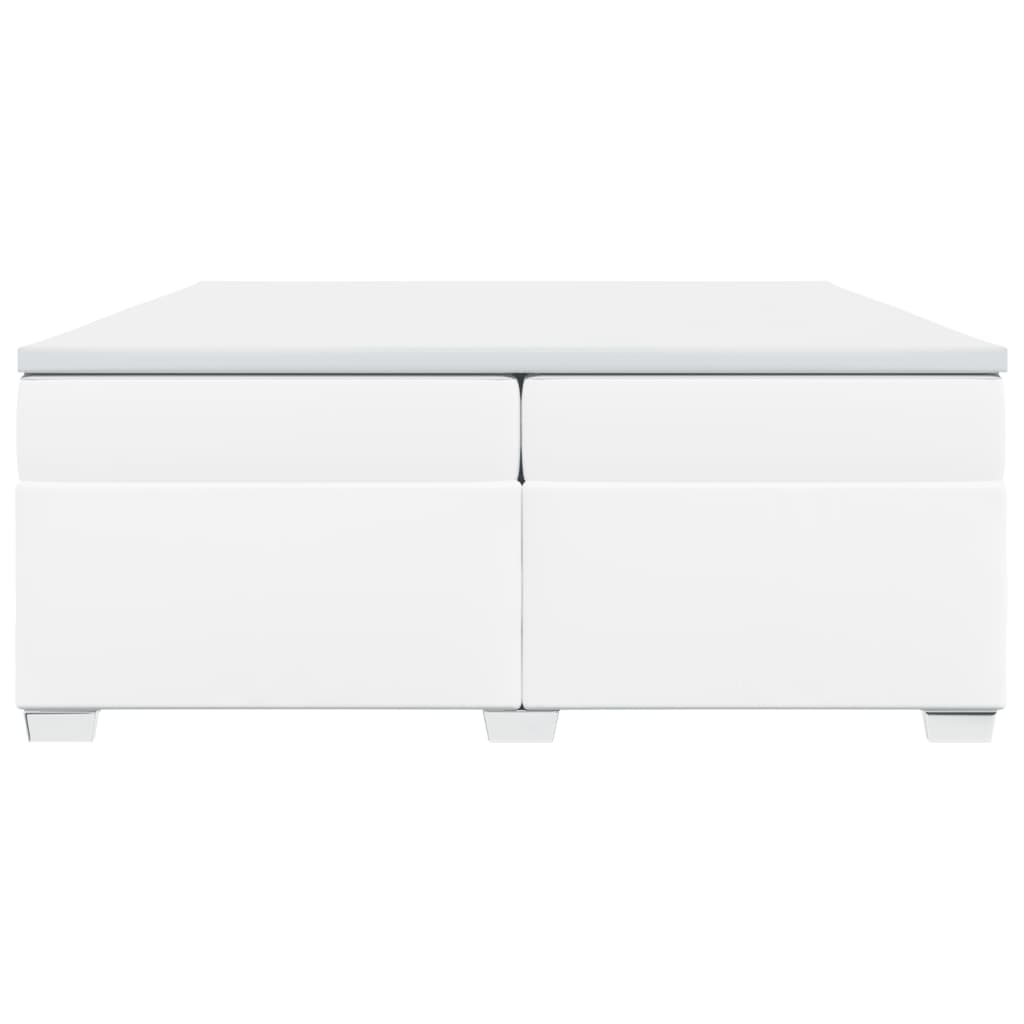 Κρεβάτι Boxspring με Στρώμα Λευκό 200x200 εκ. Συνθετικό Δέρμα - Pakobazaar