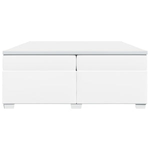 Κρεβάτι Boxspring με Στρώμα Λευκό 200x200 εκ. Συνθετικό Δέρμα - Pakobazaar