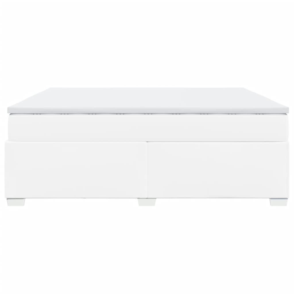 Κρεβάτι Boxspring με Στρώμα Λευκό 200x200 εκ. Συνθετικό Δέρμα - Pakobazaar