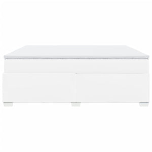 Κρεβάτι Boxspring με Στρώμα Λευκό 200x200 εκ. Συνθετικό Δέρμα - Pakobazaar