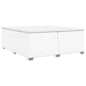 Κρεβάτι Boxspring με Στρώμα Λευκό 200x200 εκ. Συνθετικό Δέρμα - Pakobazaar