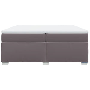 Κρεβάτι Boxspring με Στρώμα Γκρι 200x200 εκ. Συνθετικό Δέρμα - Pakobazaar
