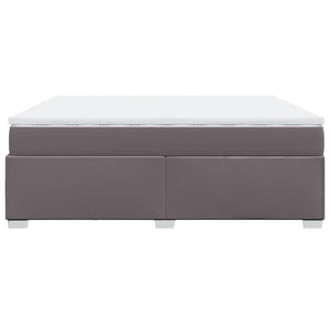 Κρεβάτι Boxspring με Στρώμα Γκρι 200x200 εκ. Συνθετικό Δέρμα - Pakobazaar