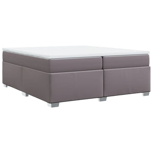 Κρεβάτι Boxspring με Στρώμα Γκρι 200x200 εκ. Συνθετικό Δέρμα - Pakobazaar