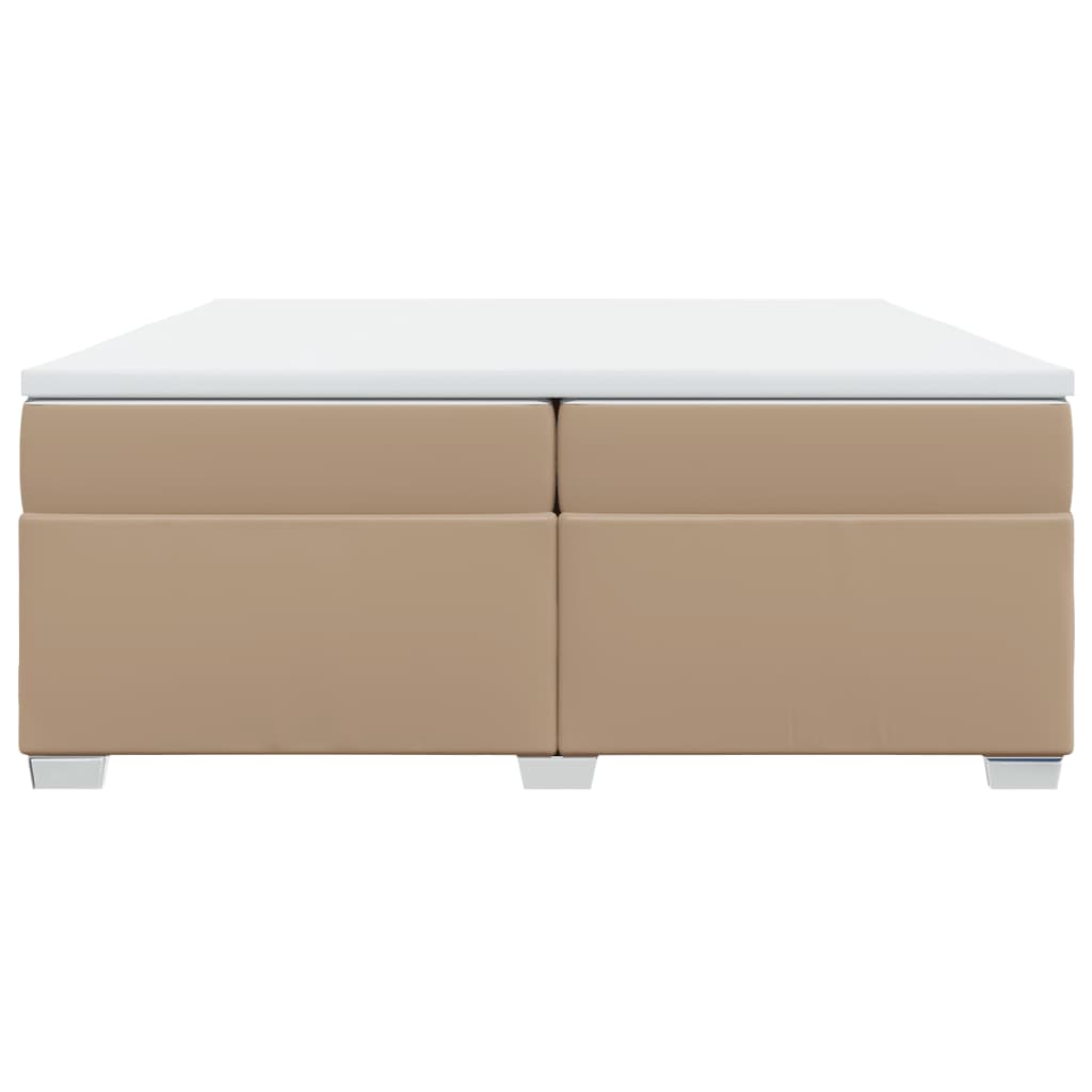 Κρεβάτι Boxspring με Στρώμα Καπουτσίνο 200x200εκ.από Συνθ.Δέρμα - Pakobazaar