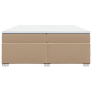 Κρεβάτι Boxspring με Στρώμα Καπουτσίνο 200x200εκ.από Συνθ.Δέρμα - Pakobazaar
