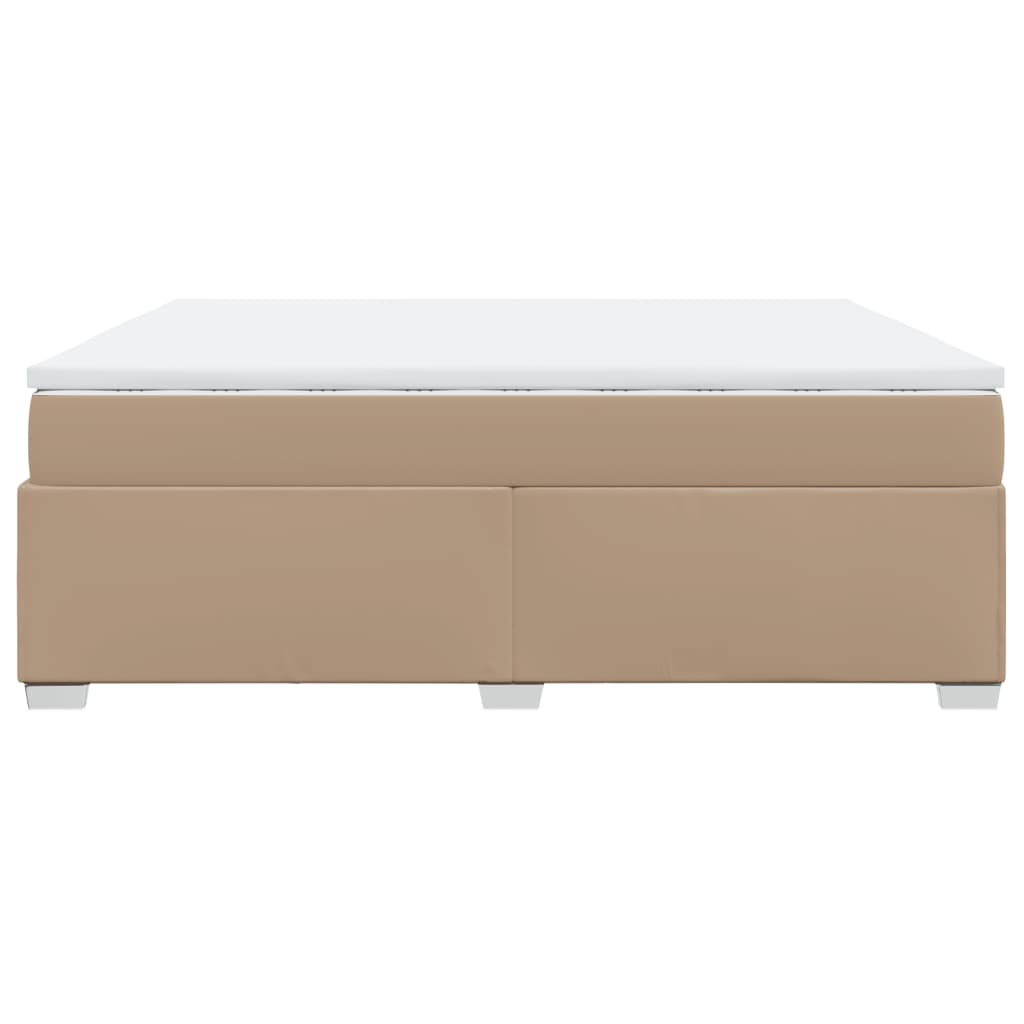 Κρεβάτι Boxspring με Στρώμα Καπουτσίνο 200x200εκ.από Συνθ.Δέρμα - Pakobazaar