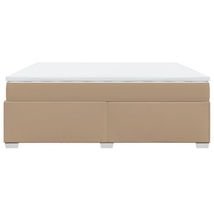 Κρεβάτι Boxspring με Στρώμα Καπουτσίνο 200x200εκ.από Συνθ.Δέρμα - Pakobazaar