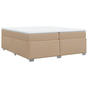 Κρεβάτι Boxspring με Στρώμα Καπουτσίνο 200x200εκ.από Συνθ.Δέρμα - Pakobazaar
