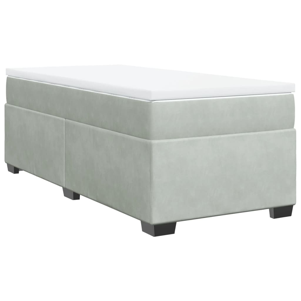 Κρεβάτι Boxspring με Στρώμα Ανοιχτό Γκρι 80x200 εκ. Βελούδινο - Pakobazaar