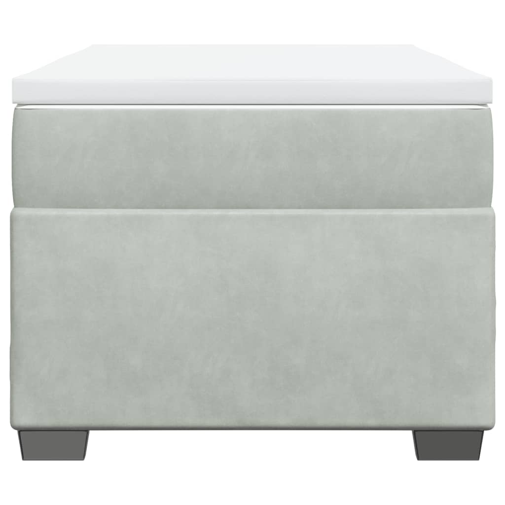 Κρεβάτι Boxspring με Στρώμα Ανοιχτό Γκρι 80x200 εκ. Βελούδινο - Pakobazaar