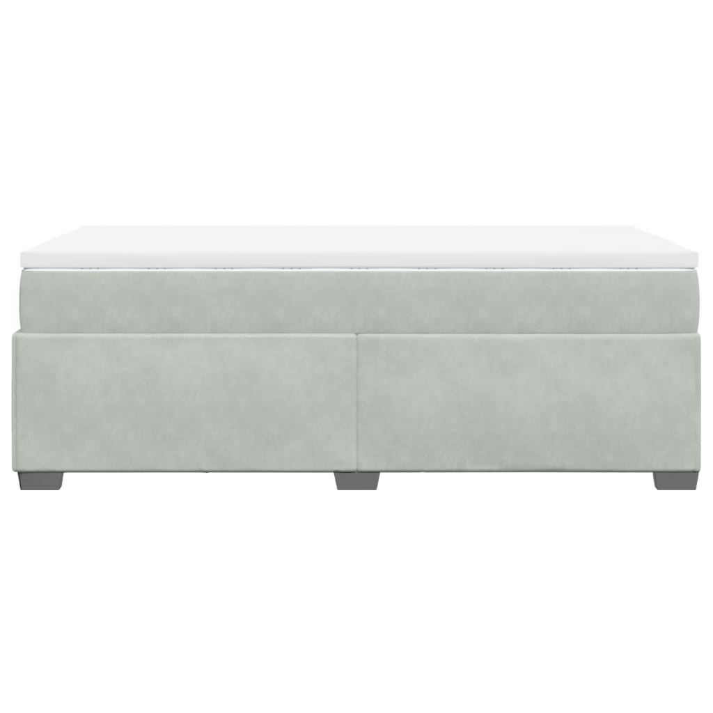 Κρεβάτι Boxspring με Στρώμα Ανοιχτό Γκρι 80x200 εκ. Βελούδινο - Pakobazaar