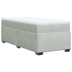Κρεβάτι Boxspring με Στρώμα Ανοιχτό Γκρι 80x200 εκ. Βελούδινο - Pakobazaar