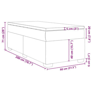 Κρεβάτι Boxspring με Στρώμα Σκούρο Γκρι 80x200 εκ. Βελούδινο