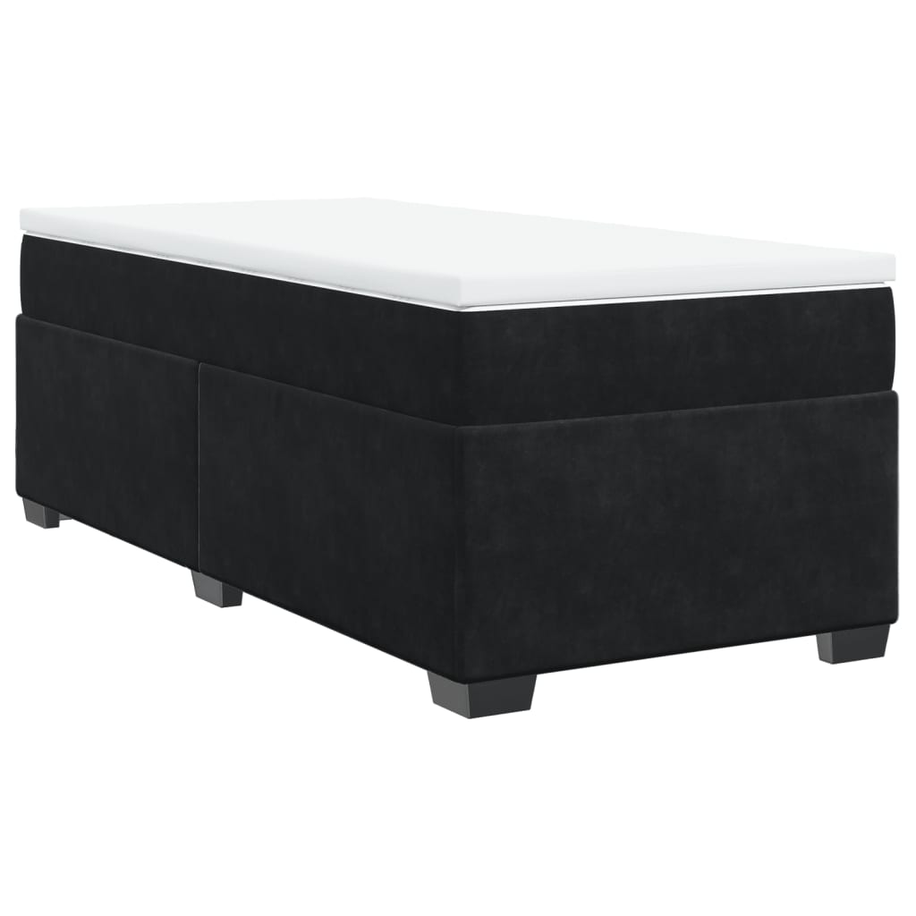 Κρεβάτι Boxspring με Στρώμα Μαύρο 80 x 200 εκ. Βελούδινο