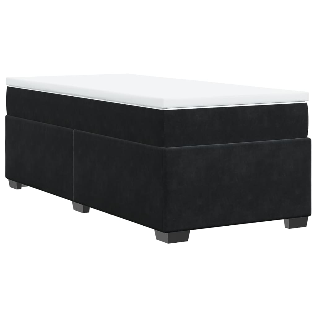 Κρεβάτι Boxspring με Στρώμα Μαύρο 80 x 200 εκ. Βελούδινο