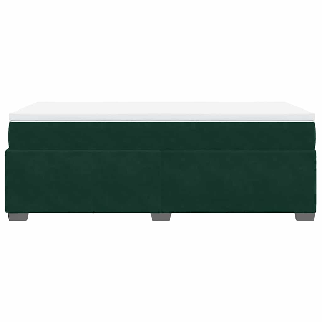 Κρεβάτι Boxspring με Στρώμα Σκούρο Πράσινο 80x200 εκ. Βελούδινο