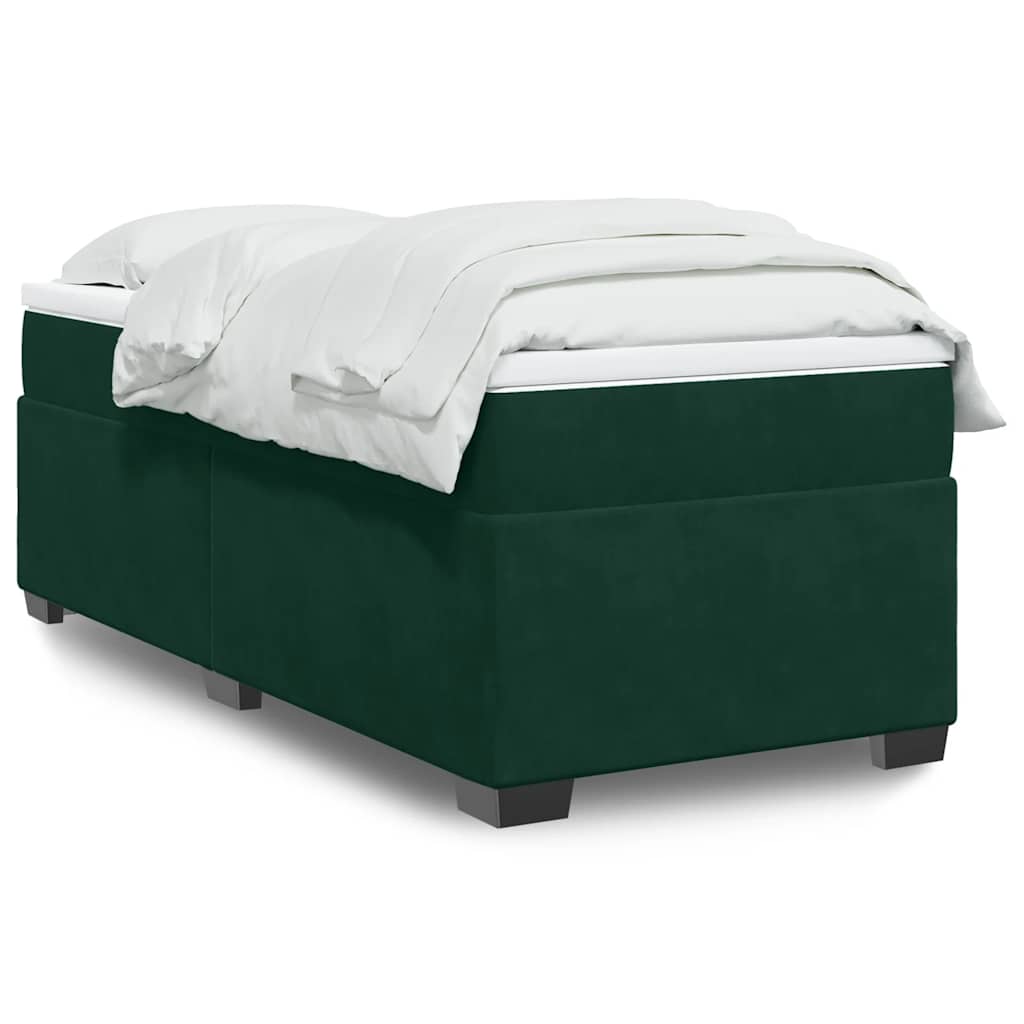 Κρεβάτι Boxspring με Στρώμα Σκούρο Πράσινο 80x200 εκ. Βελούδινο
