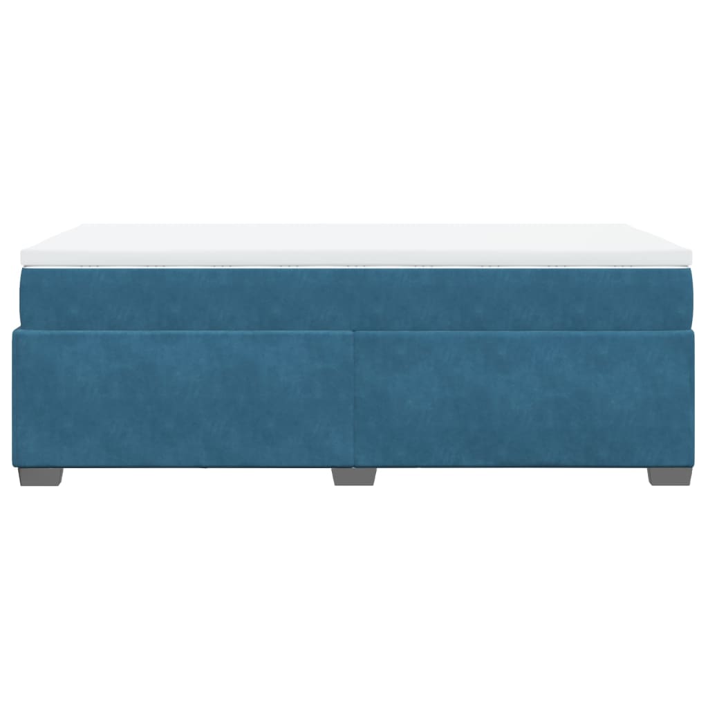Κρεβάτι Boxspring με Στρώμα Σκούρο Μπλε 80 x 200 εκ. Βελούδινο - Pakobazaar