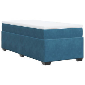 Κρεβάτι Boxspring με Στρώμα Σκούρο Μπλε 80 x 200 εκ. Βελούδινο - Pakobazaar