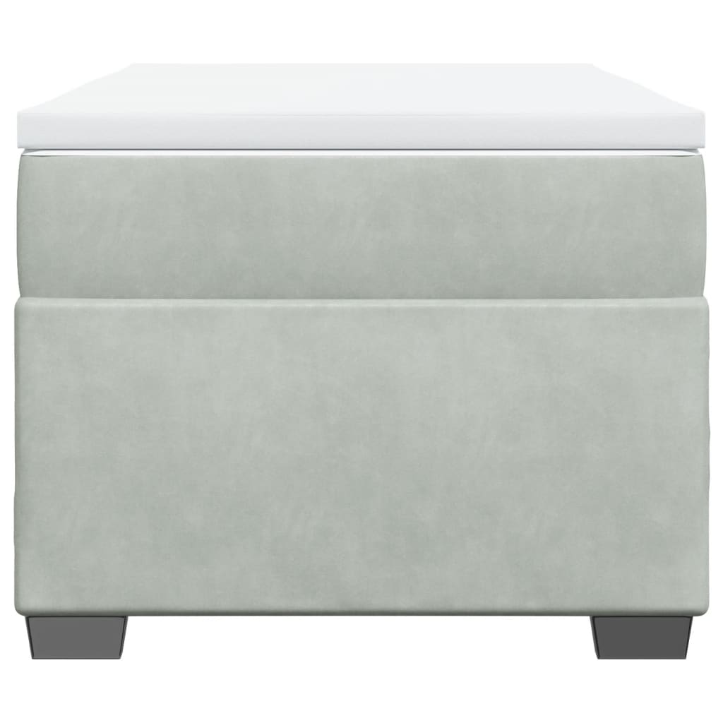 Κρεβάτι Boxspring με Στρώμα Ανοιχτό Γκρι 90x190 εκ. Βελούδινο - Pakobazaar