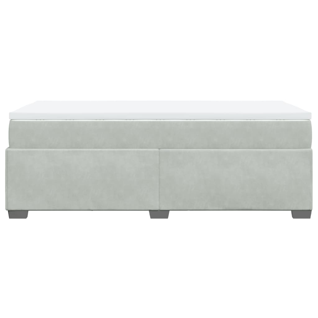 Κρεβάτι Boxspring με Στρώμα Ανοιχτό Γκρι 90x190 εκ. Βελούδινο - Pakobazaar