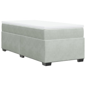 Κρεβάτι Boxspring με Στρώμα Ανοιχτό Γκρι 90x190 εκ. Βελούδινο - Pakobazaar