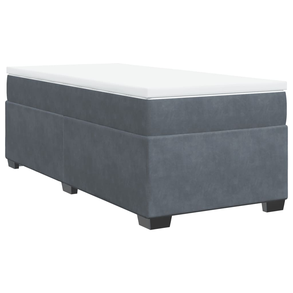 Κρεβάτι Boxspring με Στρώμα Σκούρο Γκρι 90x190 εκ. Βελούδινο