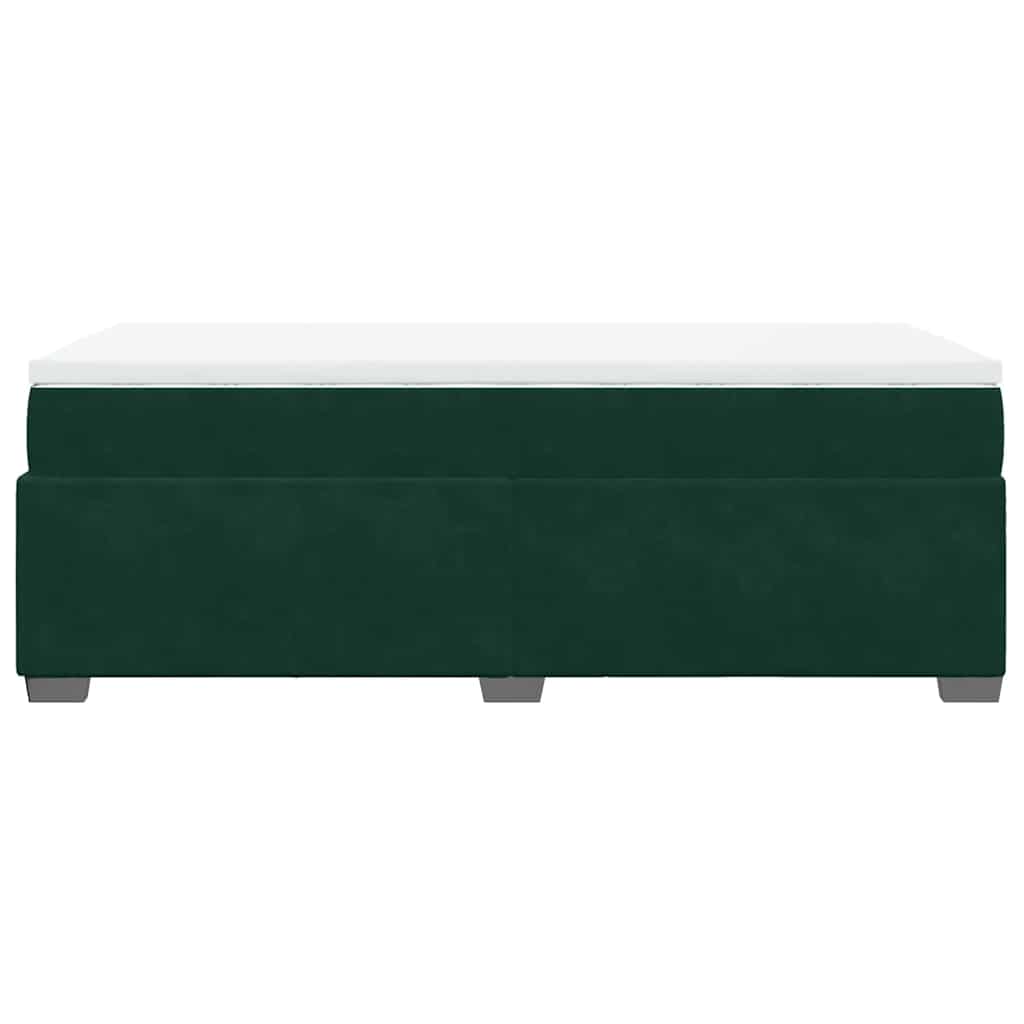 Κρεβάτι Boxspring με Στρώμα Σκούρο Πράσινο 90x190 εκ. Βελούδινο
