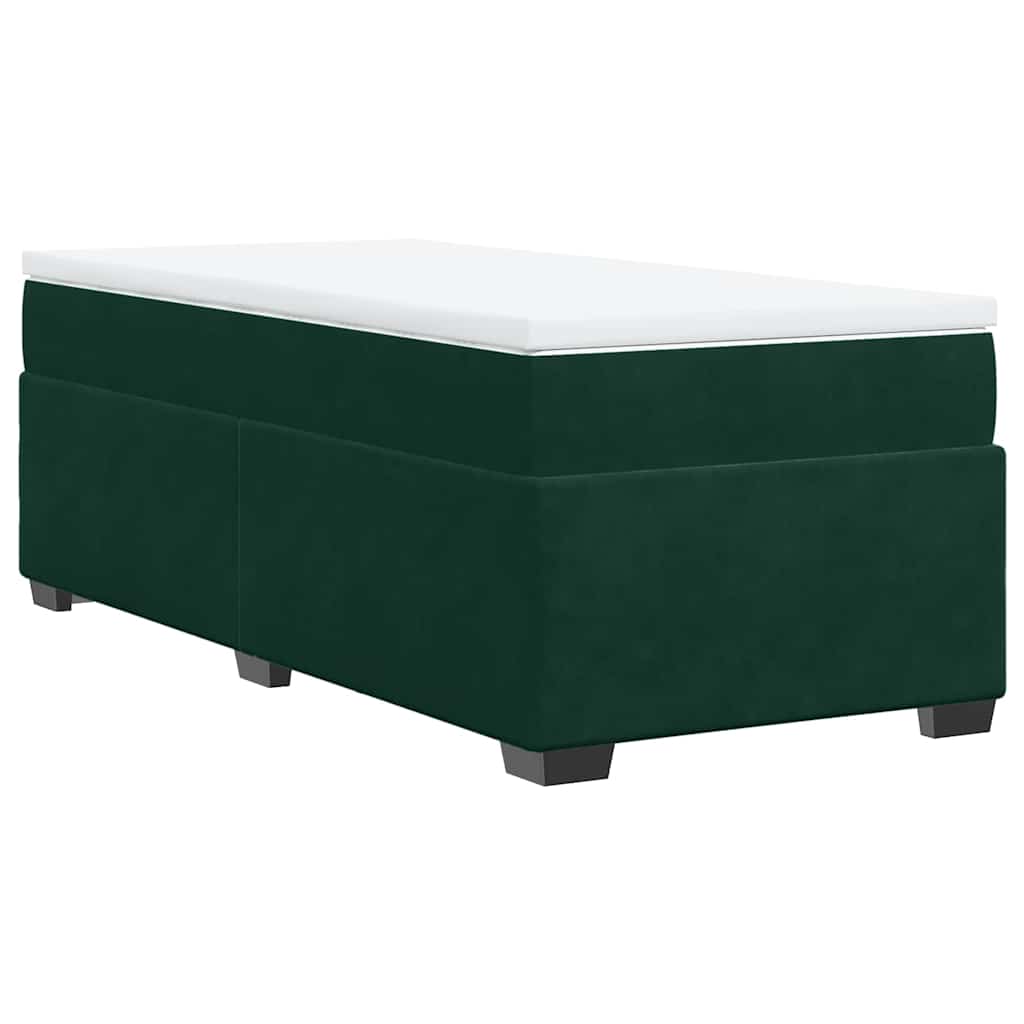 Κρεβάτι Boxspring με Στρώμα Σκούρο Πράσινο 90x190 εκ. Βελούδινο