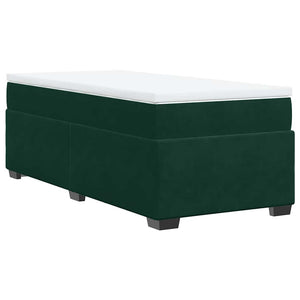 Κρεβάτι Boxspring με Στρώμα Σκούρο Πράσινο 90x190 εκ. Βελούδινο