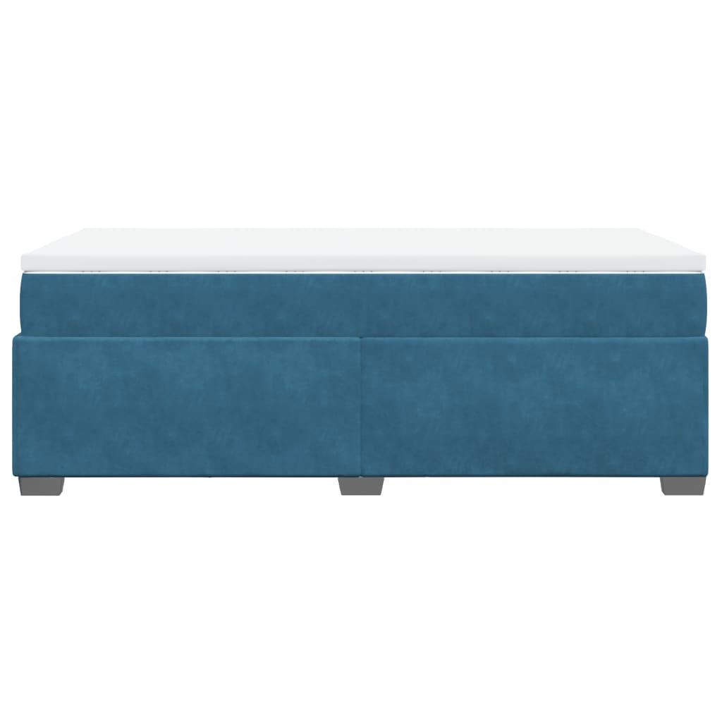 Κρεβάτι Boxspring με Στρώμα Σκούρο Μπλε 90x190 εκ. Βελούδινο