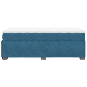 Κρεβάτι Boxspring με Στρώμα Σκούρο Μπλε 90x190 εκ. Βελούδινο