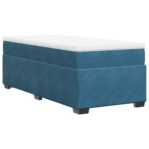 Κρεβάτι Boxspring με Στρώμα Σκούρο Μπλε 90x190 εκ. Βελούδινο