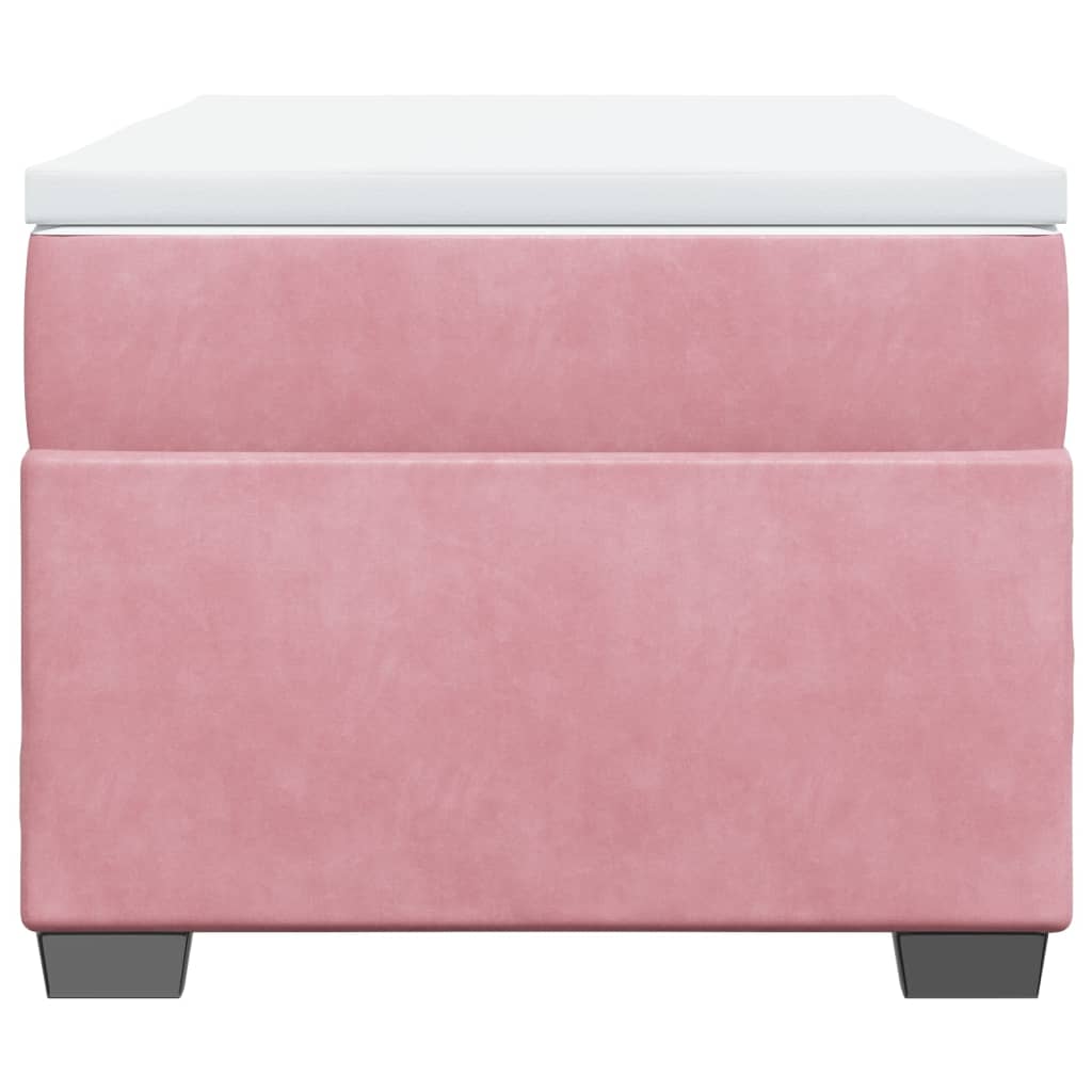 Κρεβάτι Boxspring με Στρώμα Ροζ 90x190 εκ. Βελούδινο