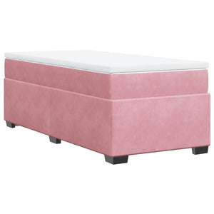 Κρεβάτι Boxspring με Στρώμα Ροζ 90x190 εκ. Βελούδινο