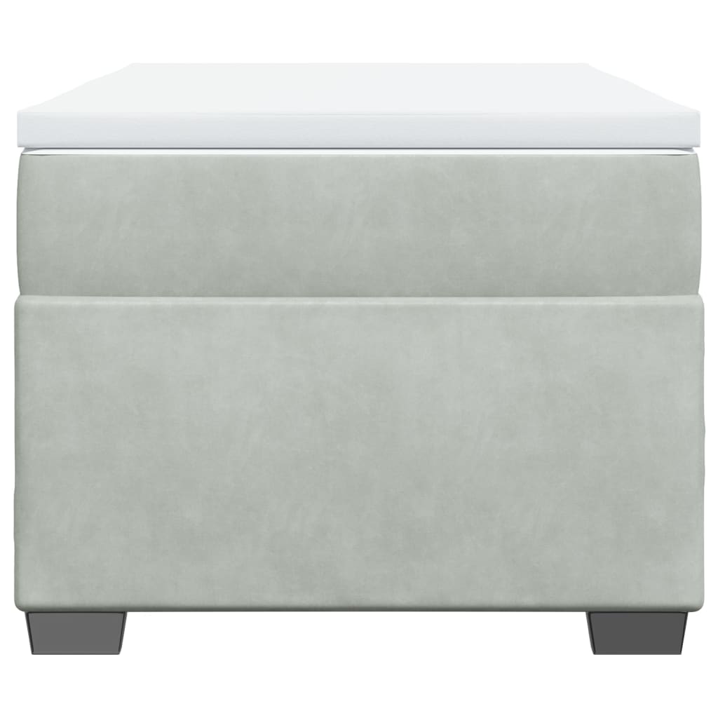 Κρεβάτι Boxspring με Στρώμα Ανοιχτό Γκρι 90x200 εκ. Βελούδινο