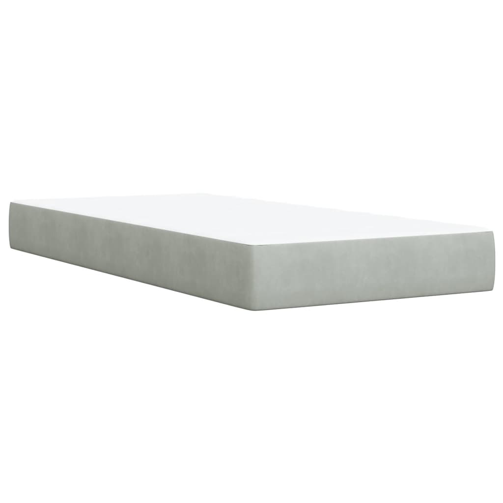 Κρεβάτι Boxspring με Στρώμα Ανοιχτό Γκρι 90x200 εκ. Βελούδινο
