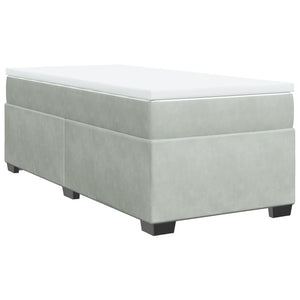 Κρεβάτι Boxspring με Στρώμα Ανοιχτό Γκρι 90x200 εκ. Βελούδινο