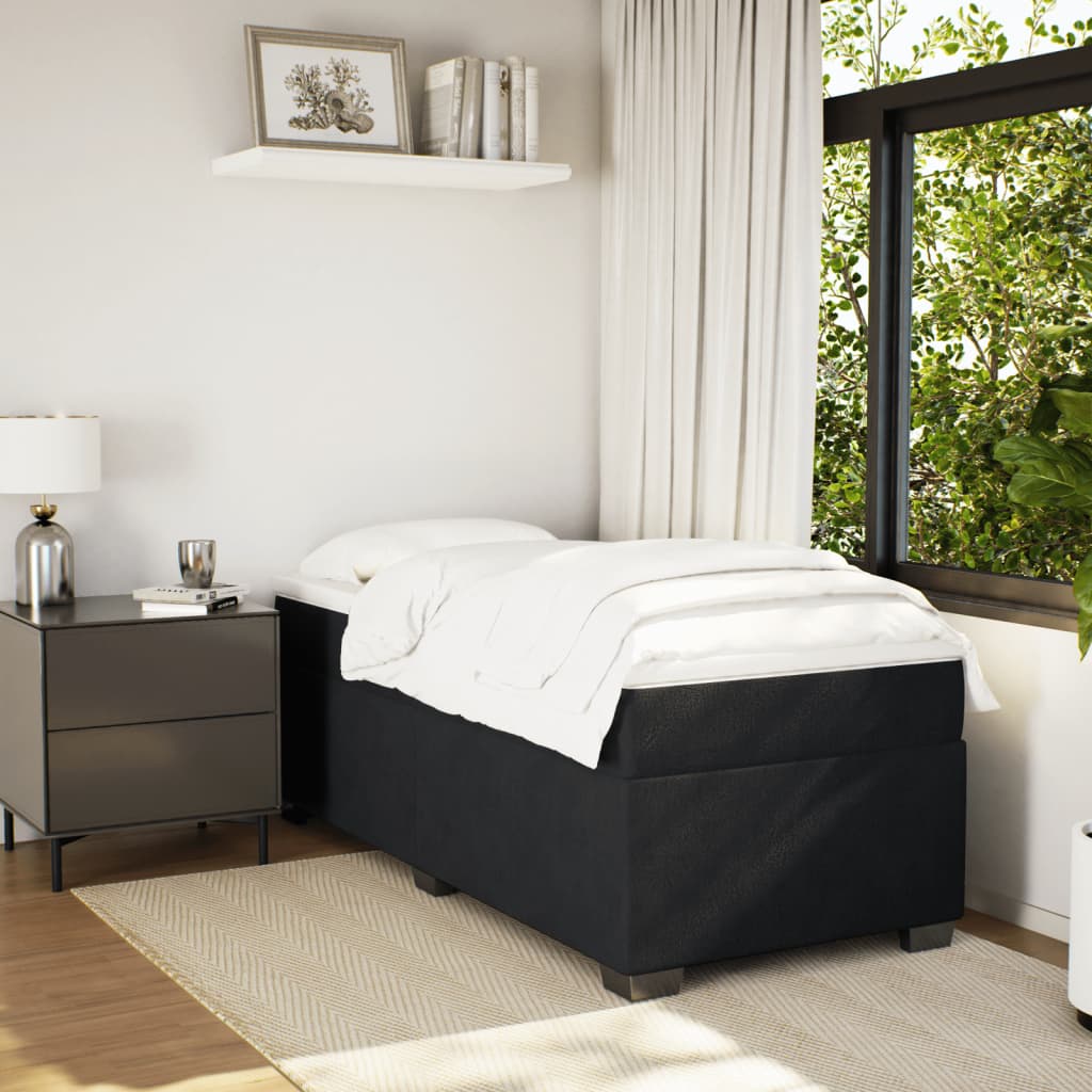 Κρεβάτι Boxspring με Στρώμα Μαύρο 90x200 εκ. Βελούδινο - Pakobazaar