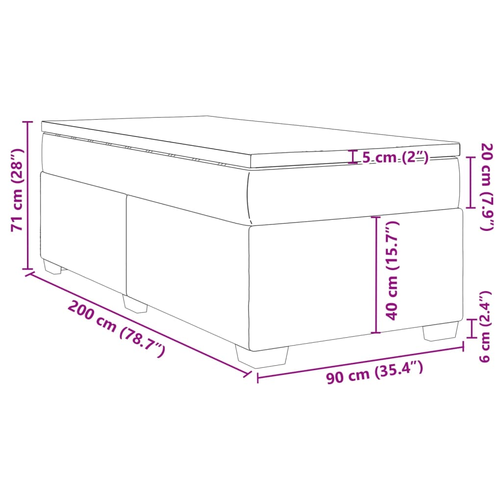 Κρεβάτι Boxspring με Στρώμα Μαύρο 90x200 εκ. Βελούδινο - Pakobazaar