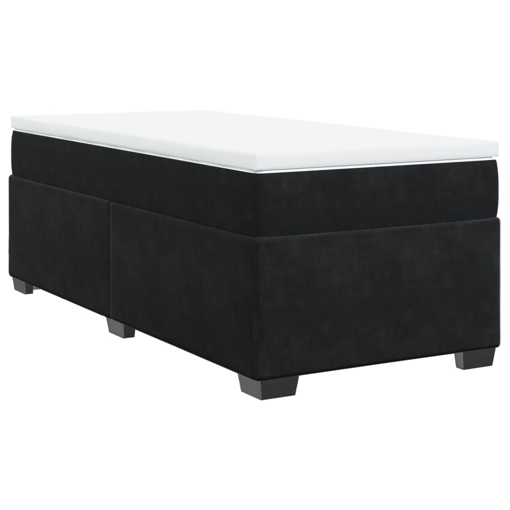 Κρεβάτι Boxspring με Στρώμα Μαύρο 90x200 εκ. Βελούδινο - Pakobazaar