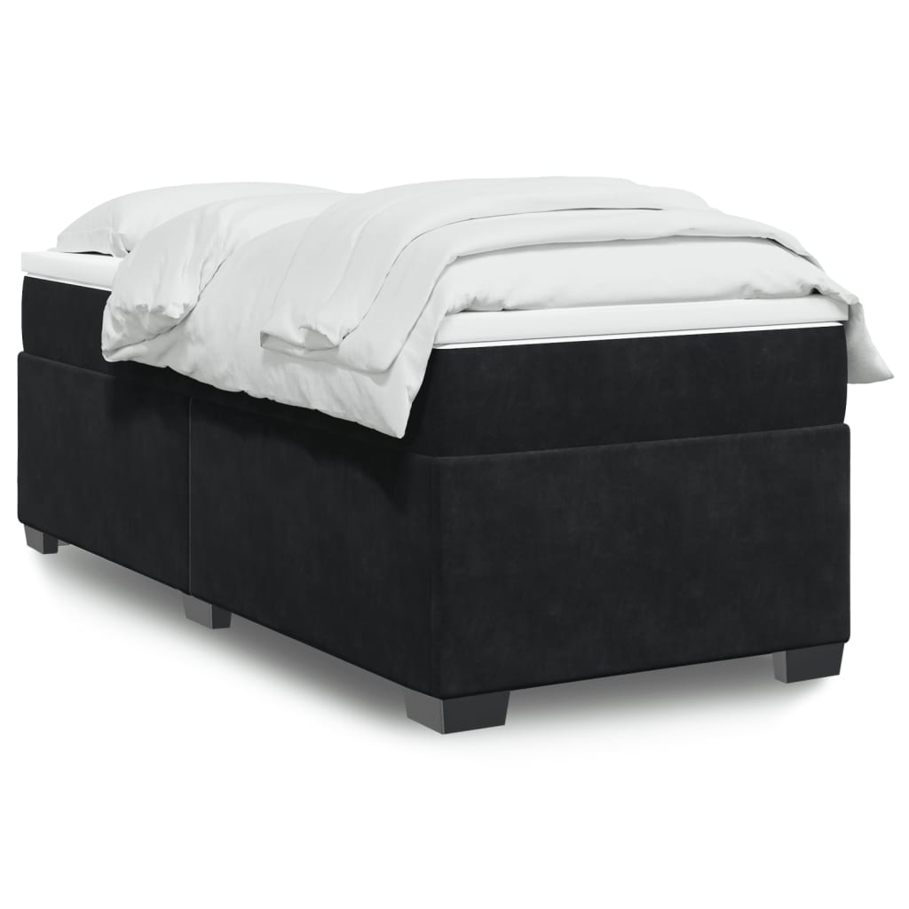Κρεβάτι Boxspring με Στρώμα Μαύρο 90x200 εκ. Βελούδινο - Pakobazaar